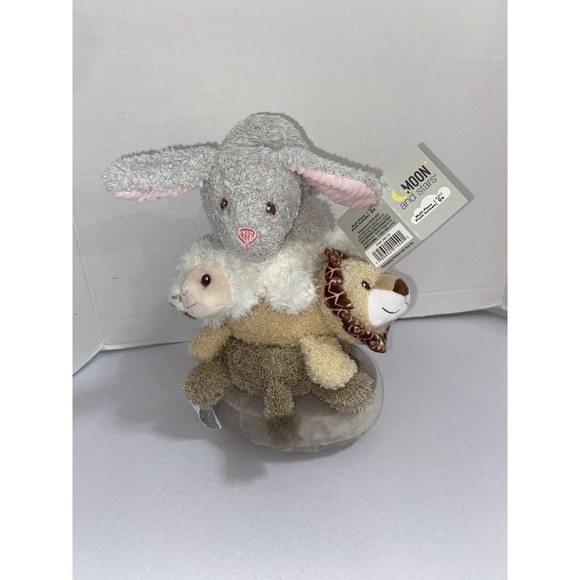 Baby Animals Plush Stacking Rattle Stackable Rings Elephant Lovey Lion Bunny NWT - Picture 1 of 9
